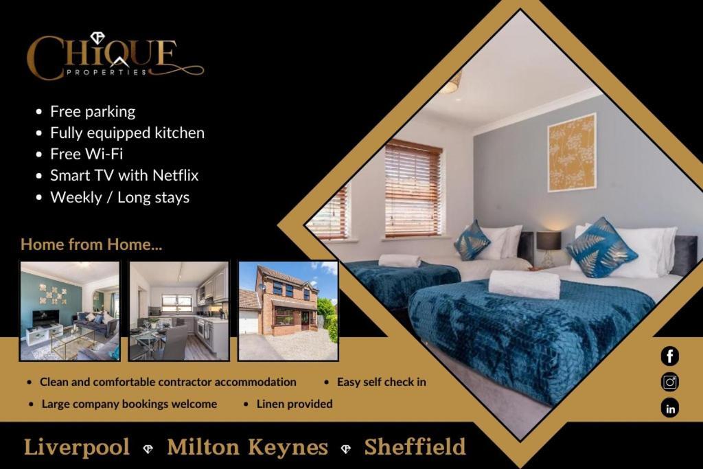 Mk City Center House, Perfect For Families, Groups, Free Parking, Sky Tv, Desk Space Managed By Chique Properties Ltd Milton Keynes Bagian luar foto